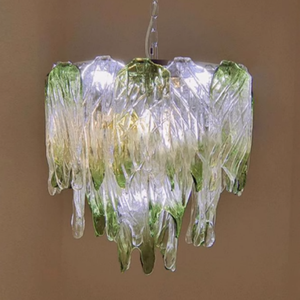 Lámpara Colgante Moderna de Vidrio, Forma de Tambor Redondo, Pantalla Verde Degradado, Bombilla LED E27 2700K Blanco Cálido para Sala de Estar - Product Image 3