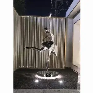 Yaşam boyutu ayna paslanmaz çelik bale dansçısı heykeli heykel satılık