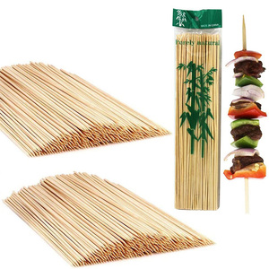 Baguettes de brochettes en bambou jetables pour barbecue, outils ronds résistants à la chaleur de 50cm emballés dans un sac - Product Image 2