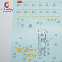 Calcomanías personalizadas de transferencia al agua con ala dorada de 5 colores para figuras de modelos a escala 1/100 de mecha de ciencia ficción, con aroma perfumado y papel acrílico adhesivo.