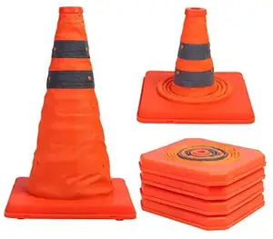 Màu Cam Huỳnh Quang Pop Up Khẩn Cấp Phản Quang An Toàn Nón Có Thể Thu Gọn Giao Thông Cones PVC An Toàn Đường Đậu Xe Cones