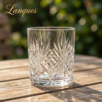 Verres à whisky double old fashioned en verre taillé cristal durable Lanques 11oz, couleur argent métallisé, pour les fêtes