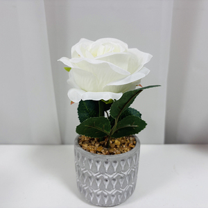 Plante artificielle de haute qualité, rose à <span class=keywords><strong>tige</strong></span> unique <span class=keywords><strong>en</strong></span> <span class=keywords><strong>pot</strong></span>, faux bonsaï pour la décoration de la maison, du bureau, des événements de mariage - Product Image 6