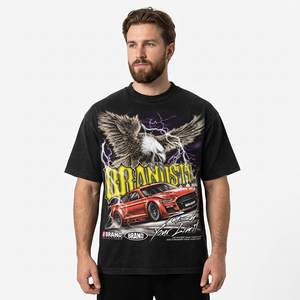 <b>Men's</b> Black Short Sleeve Knitted T-Shirt with Eagle and Car Print Front Logo <b>Turtleneck</b> Regular Fit Formal Style - Product Image 6