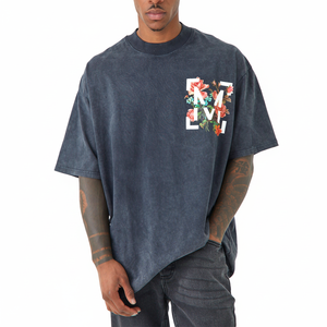 Venta al por mayor OEM hombres lavado ácido camisetas de alta calidad de talla grande Vintage peso pesado 100% algodón - Product Image 1