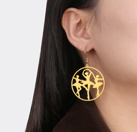 Boucles d'oreilles pendantes Ballerine Cercle Creux Danseuse pour Femme, Silhouette de Filles Dansantes, Bijoux de Mode Ballet, Cadeau