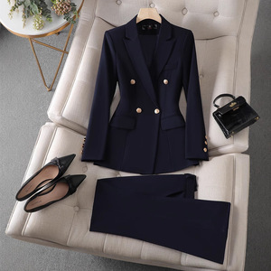Femmes 2024 automne hiver professionnel Blazer simple boutonnage bouton vêtements de travail formels pour les enseignants et les fonctionnaires - Product Image 3