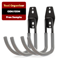 Organisateur d'outils de garage mural en métal robuste pour extension d'échelle d'outils de jardin petit support de tuyau utilitaire intérieur extérieur