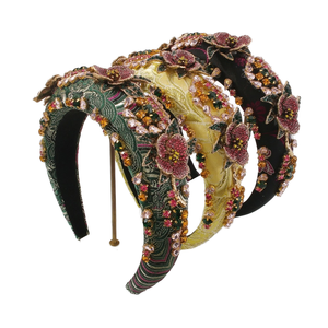 Most Selling Elegant Flower Embroidered Cloth Headband Lightweight Fashion Hair <b>Accessory</b> for Women Girls and Bridesmaid for Sal - Product Image 1