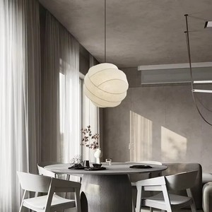 Nordic Style Wabi-Sabi Light Warm <strong>White</strong> <strong>Hanging</strong> for Bedroom Hotel Bar Silk Pendant Lamp - Product Image 4