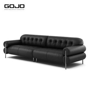 ספת עור מודרנית משוטת עם מסגרת עץ לחדר קבלה - Product Image 4