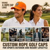 Casquette de golf en corde OEM ODM avec logo JL, corde tressée, perforations laser, casquette snapback multicolores, MOQ BSCI Barudan DDP Ship