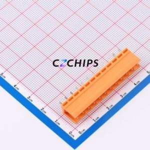 MXHT396V-3.96-12P-OE01-Cu-A Plug-in Terminal Block Through hole,P=3.96mm Board-to-Board / Socket - Open 1x12P 3.96mm Orange - Product Image 1