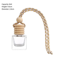 Prix usine vide 5ml 8ml 10ml bouteille de diffuseur suspendu en verre avec couvercle en bois bouteille de parfum désodorisant de voiture