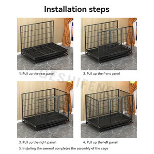 Ağır katlanabilir <span class=keywords><strong>Metal</strong></span> Kennels tepsi ve hareketli tekerlekler ile büyük köpek kafesleri - Product Image 3
