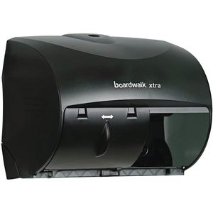Dispensador de 2 rollos Boardwalk Xtra para papel higiénico, 11.13 x 7.38 x 8.88, negro translúcido, suministros para baño - Product Image 6