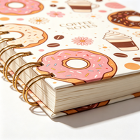 Usine de production de carnets personnalisés à reliure métallique Chain Boutique, papier recyclé 100 g, journal à couverture rigide design donut