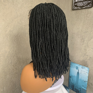 <span class=keywords><strong>Parrucca</strong></span> per capelli sintetica intrecciata senza collante in pizzo pieno ciocche per capelli sintetiche completamente intrecciate a mano da donna nere americane parrucche con capelli corti - Product Image 4