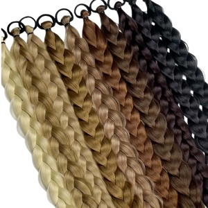 Extension per <span class=keywords><strong>capelli</strong></span> a coda di cavallo sintetica intrecciata lunga 24 pollici per donna, nera o marrone, con cordino, in fibra resistente alle alte temperature - Product Image 6