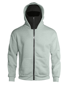 Sweat-shirt à capuche blanc avec fermeture éclair, double couche, hiver, pull pour homme avec poche - Product Image 4