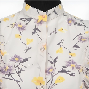 Blusa de Gasa con Estampado Floral para Mujer, con Volantes, Cuello Mao, Manga Larga, Estilo Dulce de Primavera/Verano, con Botones - Product Image 5
