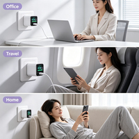 Chargeur de voyage GaN à charge rapide 45W avec affichage LED intelligent, contrôle de température IA, adaptateur secteur USB-C PD pour iPhone et ordinateur portable