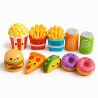 Plateau de collations Calm Squishy : Ensemble de 10 aliments assortis avec visages souriants, cadeau de bureau, jouets Squishy doux et compressibles préférés