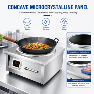 Table de cuisson à induction concave professionnelle en acier inoxydable à commande magnétique, brûleur unique, chauffage rapide, haute puissance 6000-8000W - Product Image 2