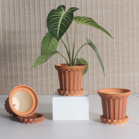 Pots en céramique écologiques de style colonne romaine italienne avec plateau de drainage pour la décoration moderne de la maison et du jardin et l'arrangement de plantes vertes