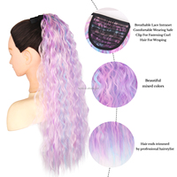 Long Fluffy Ombre Coloré Mélange Couleur 24 Pouces 100g Cheveux Synthétiques Maïs Ondulés Queue De Cheval Extensions