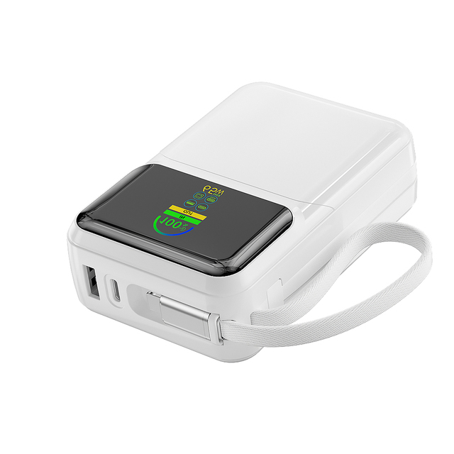 Travel Power Bank 20000mAh High Capacity 65W PD Fast Charging Portable Charger Laptops & Phones Power Bank with Built-in Cables