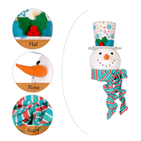 Ornement central coloré en forme de bonhomme de neige avec chapeau flocon de neige et écharpe rayée pour porte d'hiver, fourniture artisanale DIY en gros