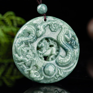 Colgantes de diseño de dragón vívido de Jade de grado A, colgantes de Jade tipo hielo para hombres y mujeres, Jadeíta Natural de Certificado de evaluación - Product Image 4