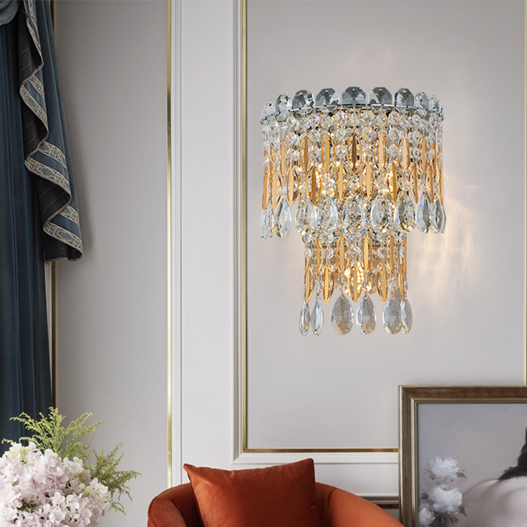 Хорошее качество, большие роскошные дизайнерские настенные светильники из нержавеющей стали K9 crystal