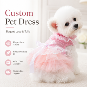 Robe élégante rose pour chien, dentelle de luxe, volants, petite taille, jupe tutu en tulle brodée, pour mariage et fête du Nouvel An chinois - Product Image 1
