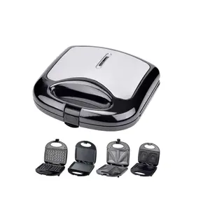 Customized home use 2 slice Electric stainless steel panini waffle plates breakfast grill sandwich maker