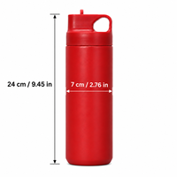 Bouteille d'eau isotherme réutilisable en acier inoxydable à double paroi de 500 ml avec couvercle, poignée et paille pour le sport et la gym