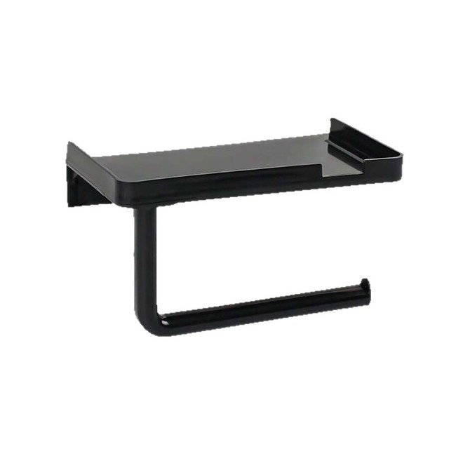 Plastic Square Mobile Phone & Toilet Paper Holder Wall-Mounted Self-Adhesive Tissue Roll Holder for Bathroom Toilet