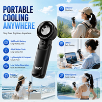 Kipas Semprot Genggam MRY Mist Fan, Kipas USB Kecepatan Tinggi 3600mAh, Tangki Air 45ml, Tipe-C Isi Ulang, Kipas Pendingin Perjalanan Luar Ruangan