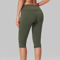 Pantalon Capri Femme Personnalisé en Coton Uni avec Bande Élastique Blanche et Rayures Contrastantes, Taille Pliée, Vente en Gros
