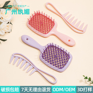 Hair Comb Set Pink Purple 20.5x8.5cm ABS TPU <b>Smooth</b> Massage Hair Styling <b>Tool</b> - Product Image 3