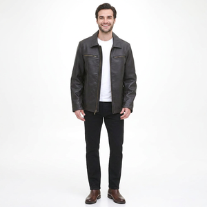 Cheap Price Comfortable High Quality <b>Men's</b> Genuine <b>Leather</b> Breathable Flop <b>Jacket</b> Autumn New Arrival Best Selling - Product Image 1