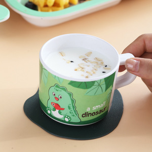 ชุดจานชามเด็กทำจากใยไผ่ 5 ชิ้น ชุดจานแบ่งสำหรับ<span class=keywords><strong>เด็ก</strong></span> ลายไดโนเสาร์ ชามข้าว ช้อน ส้อม การ์ตูน ของขวัญสำหรับแม่และเด็ก - Product Image 4