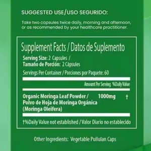 Moringa Oleifera 100% Pura, Moringa de Máxima Potencia, Suplemento de Hoja de Moringa, Cápsulas Naturales de Moringa, Complejo Rico en Vitaminas - Product Image 6