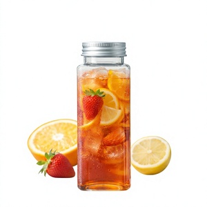 Botella Cuadrada de Plástico Transparente PET VD300-33 de 300 ml al por Mayor con Tapa de Aluminio para Todas las Bebidas - Product Image 1