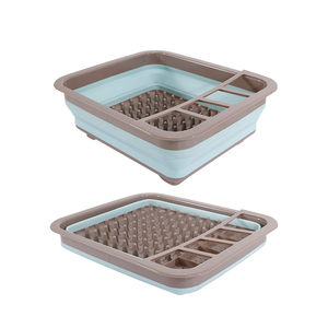 Plastic Drying Dish Rack Kitchen Storage Tray Foldable Silicone Collapsible Sink Strainer Basket Dish Drainer Rack
