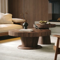 Table basse moderne en bois massif créative et durable, table d'appoint de luxe pour salon en noyer avec motif trèfle à quatre feuilles