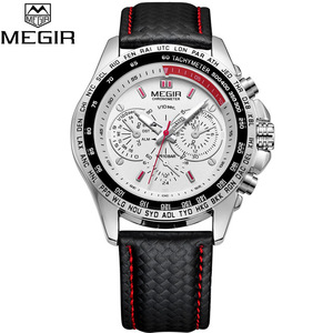 Montres à quartz pour hommes <span class=keywords><strong>Megir</strong></span> 1010 à bas <span class=keywords><strong>prix</strong></span>, Reloj Montres Homme, bracelet en cuir de luxe, <span class=keywords><strong>montre</strong></span> étanche pour homme, cadeau pour homme, Uhr - Product Image 5