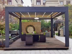 Motorlu panjur güneş geri çekilebilir su geçirmez <span class=keywords><strong>louvre</strong></span> çatı alüminyum bahçe Hangfa Curtains perdeler ve netleştirme ile