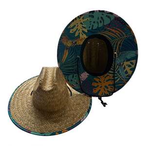 Chapeau de soleil écologique en paille naturelle imprimé sérigraphié pour femmes et hommes - Promotionnel, été, style cowboy/cowgirl, plage, oversize, plat - Product Image 5